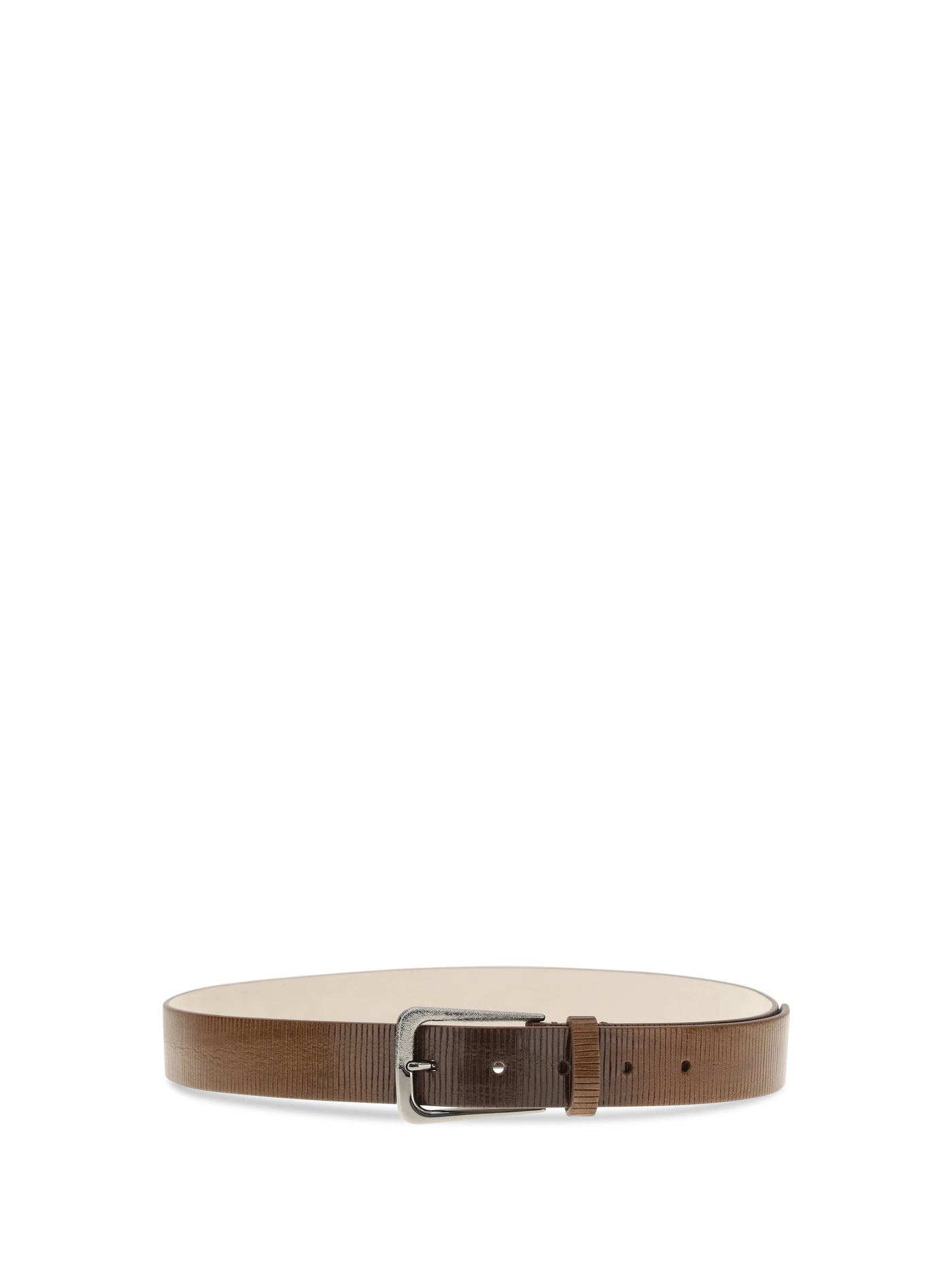 Brunello Cucinelli Hand-Carved Calf Leather Belt — Brown