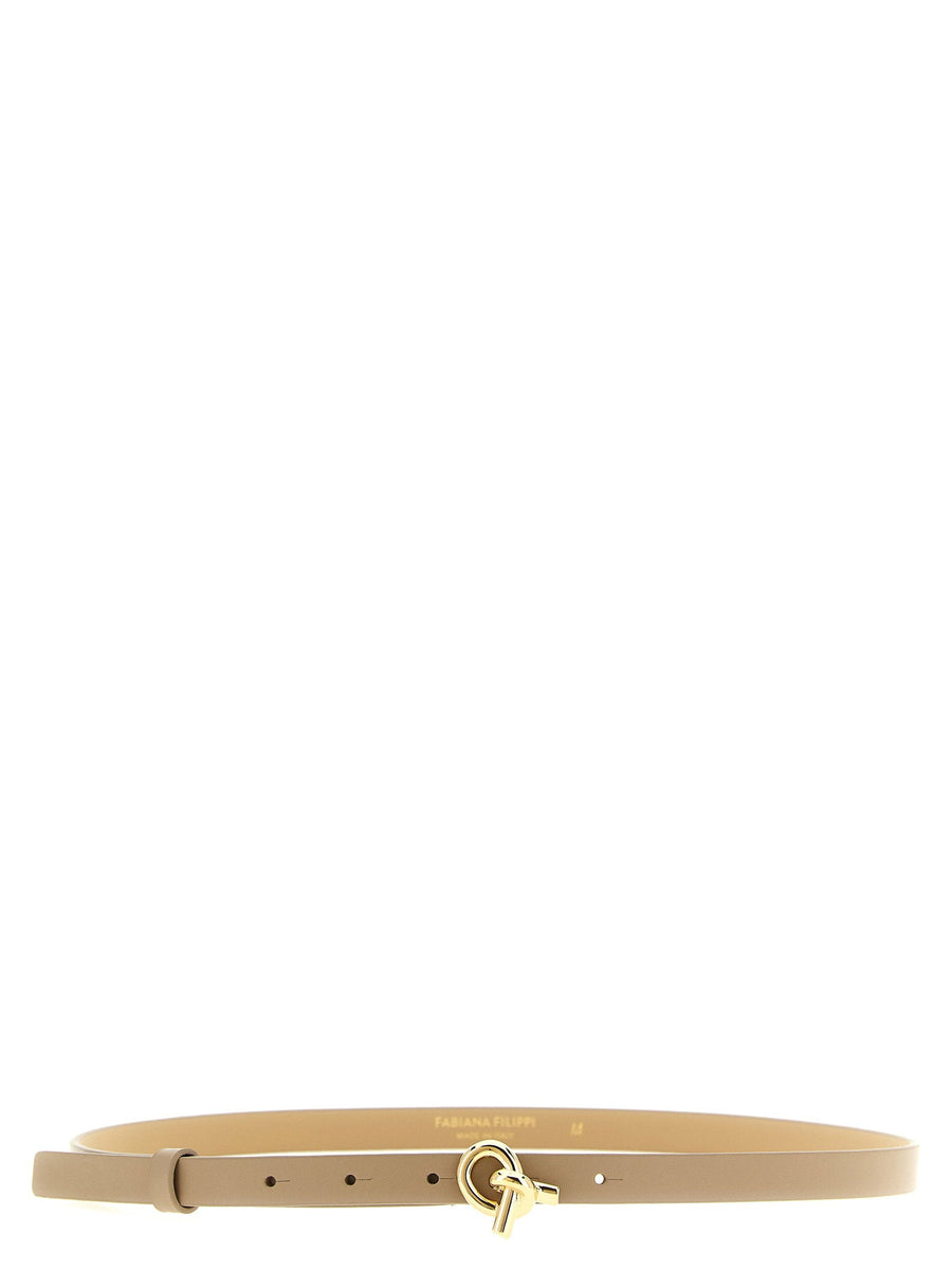 Fabiana Filippi Gold Knot Buckle Belt — Beige