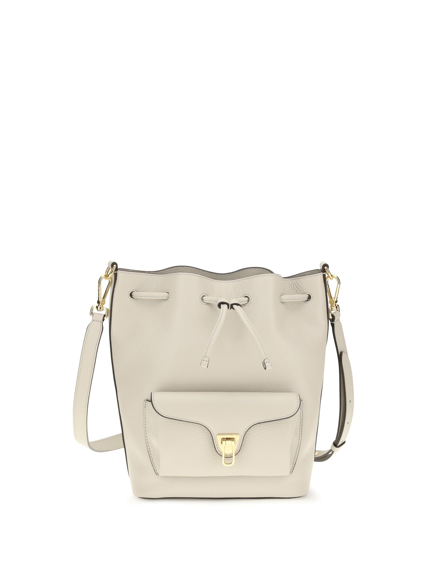 Coccinelle Beat Generation Bucket Bag — Beige Calf Leather Bos Taurus
