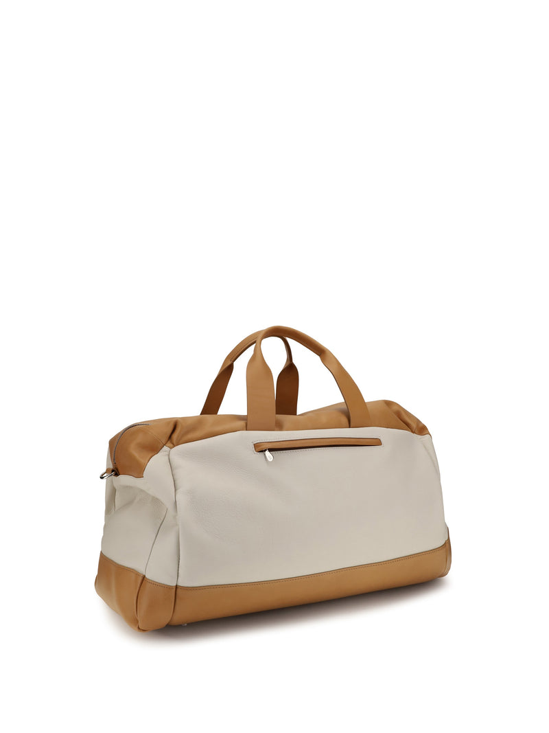 Brunello Cucinelli Active Travel Top Handle Bag — Beige Calf Leather Bos Taurus