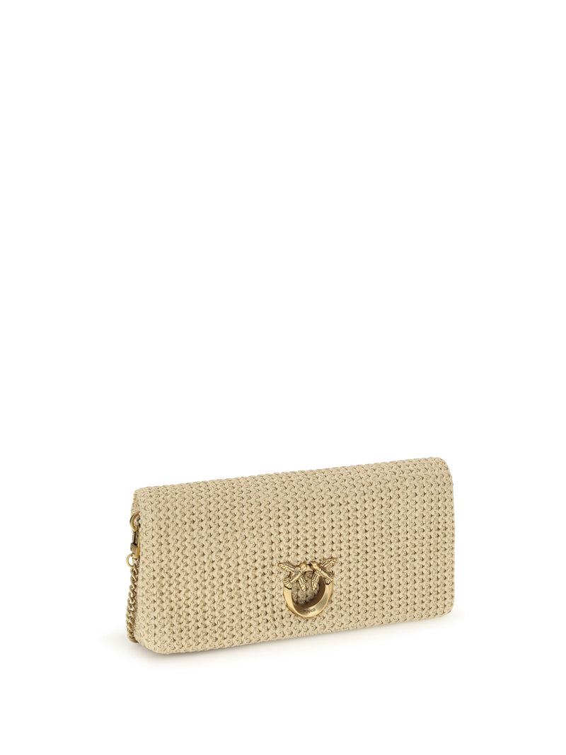 Pinko Love Click Shoulder Bag — Beige Polypropylene
