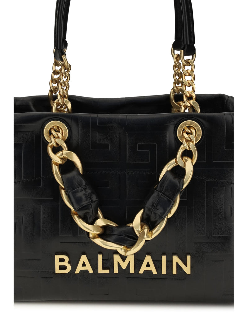 Balmain Shoulder Bag — Black Calf Leather Bos Taurus
