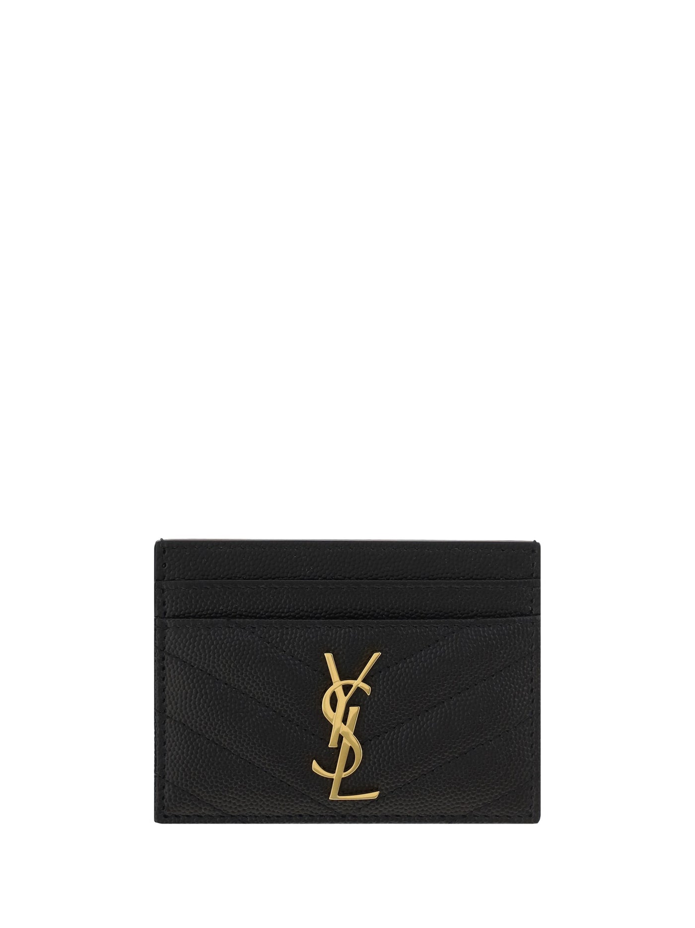 Saint Laurent Matelassé Leather Card Case — Black Calf Bos Taurus Cases