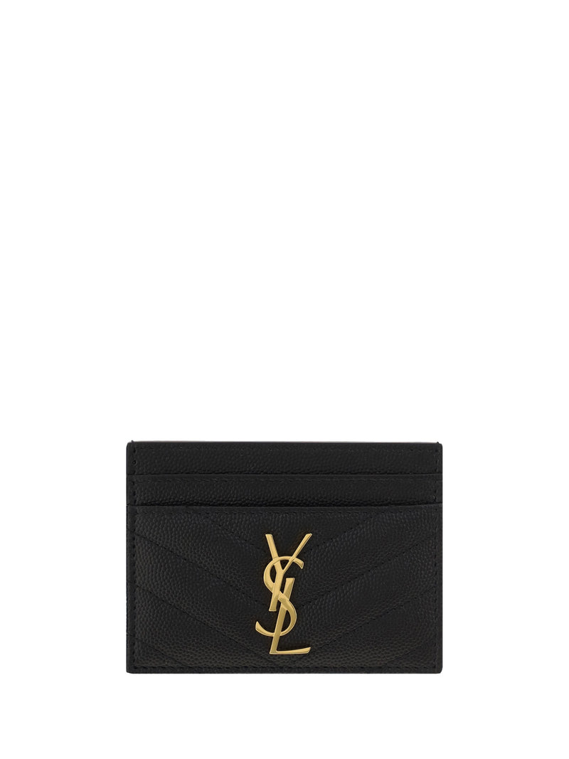 Saint Laurent Quilted Calfskin Card Case — Black Wallets & Purses