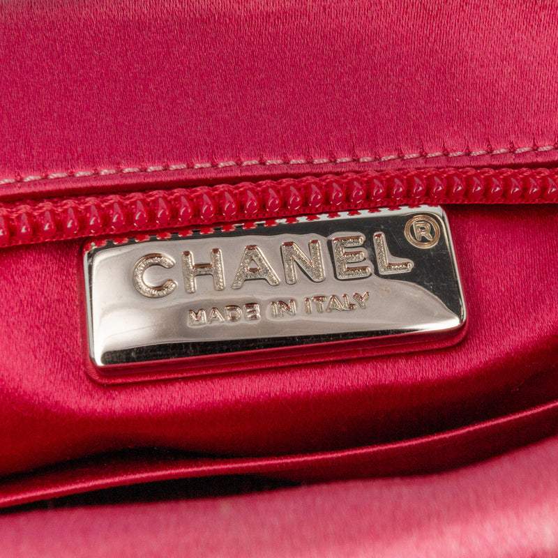 Satin Diamante Camellia Clutch with Chain - Image 5