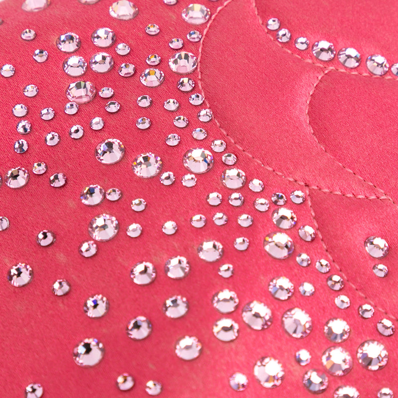 Satin Diamante Camellia Clutch with Chain - Image 9