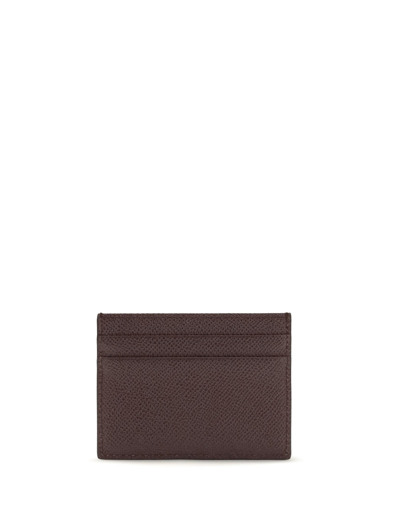Dolce & Gabbana Calf Leather Card Case — Burgundy Wallets Purses