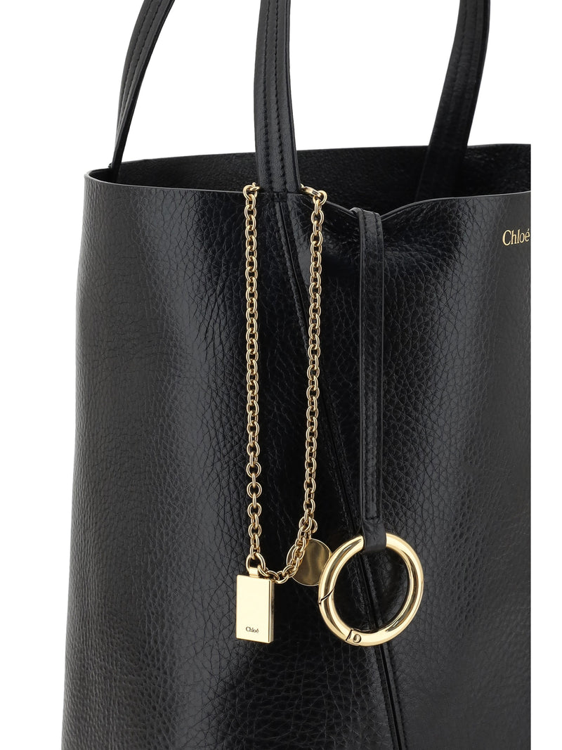 Chloé Spin Shoulder Bag — Black Calf Leather Bos Taurus