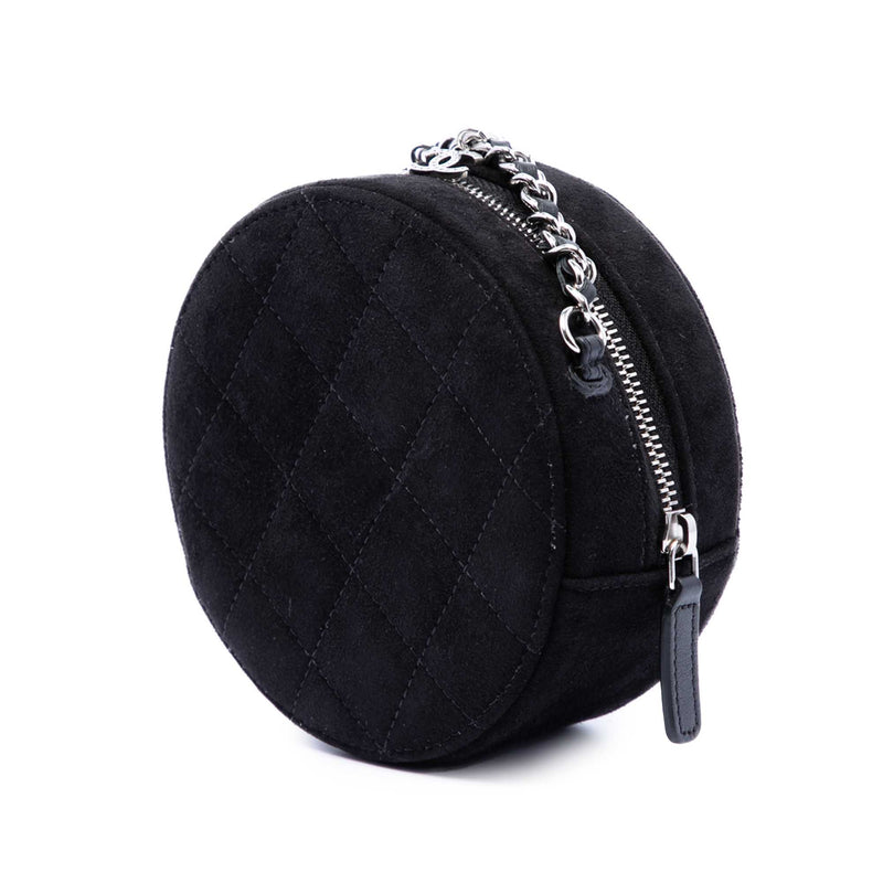 Quilted Suede Cocostellar Round Clutch with Chain - Image 2