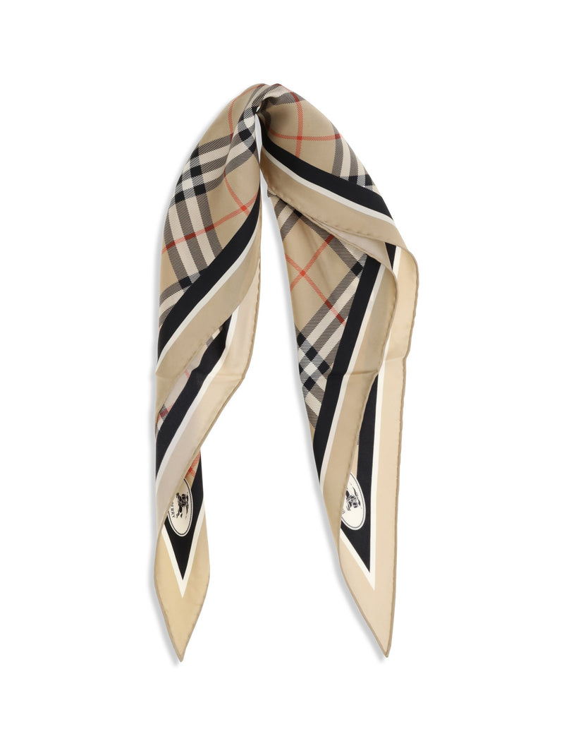 Burberry Check Scarf — Beige Silk Scarfs