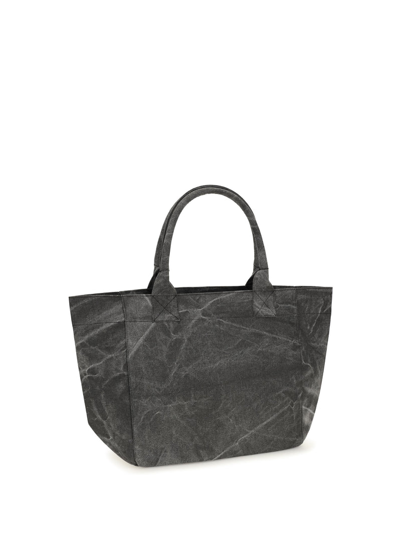 Ganni Flower-Print Tote Bag — Gray Cotton
