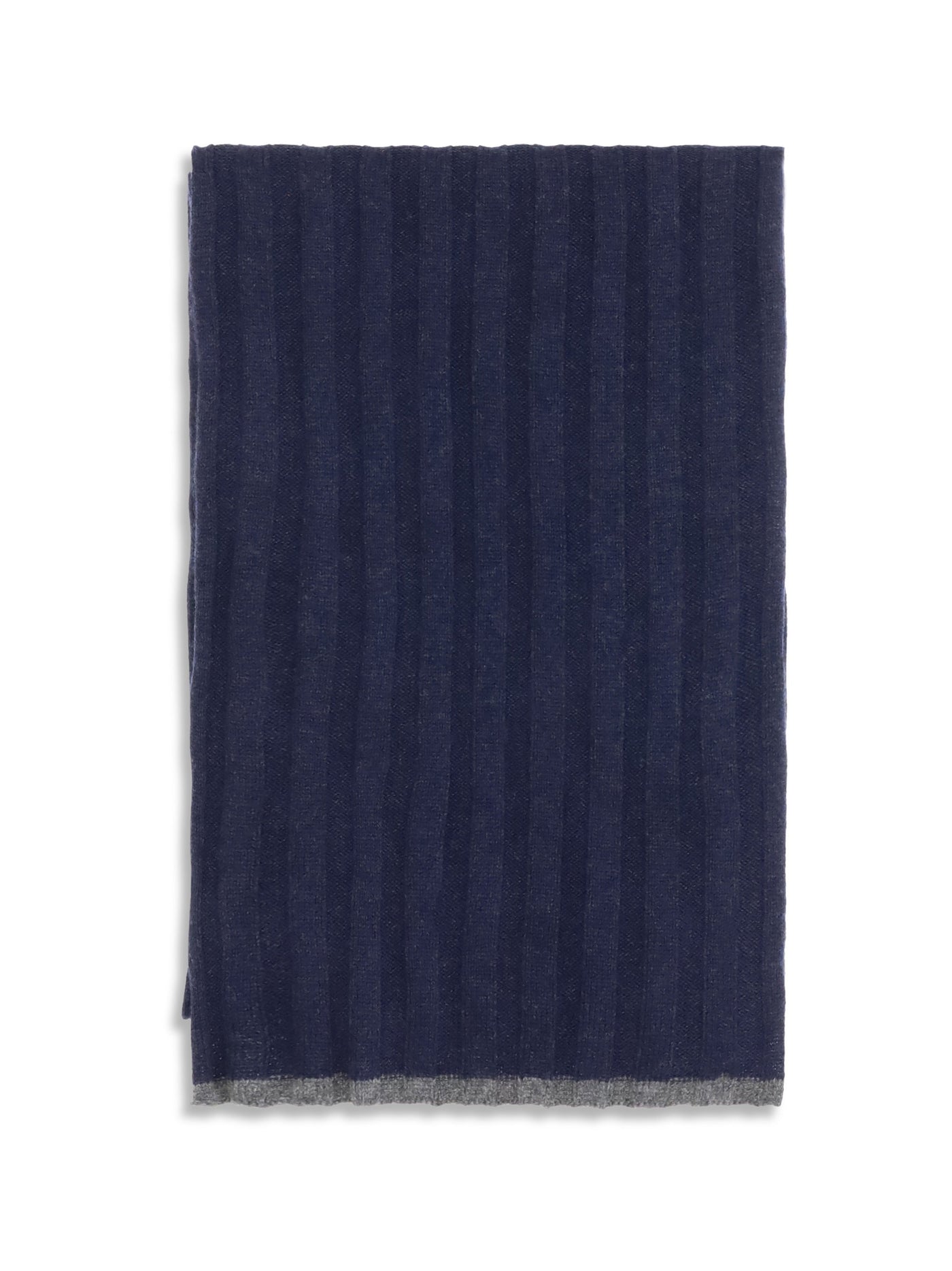 Brunello Cucinelli Ribbed Cashmere Scarf — Navy Kashmir/capra Hircus Scarfs