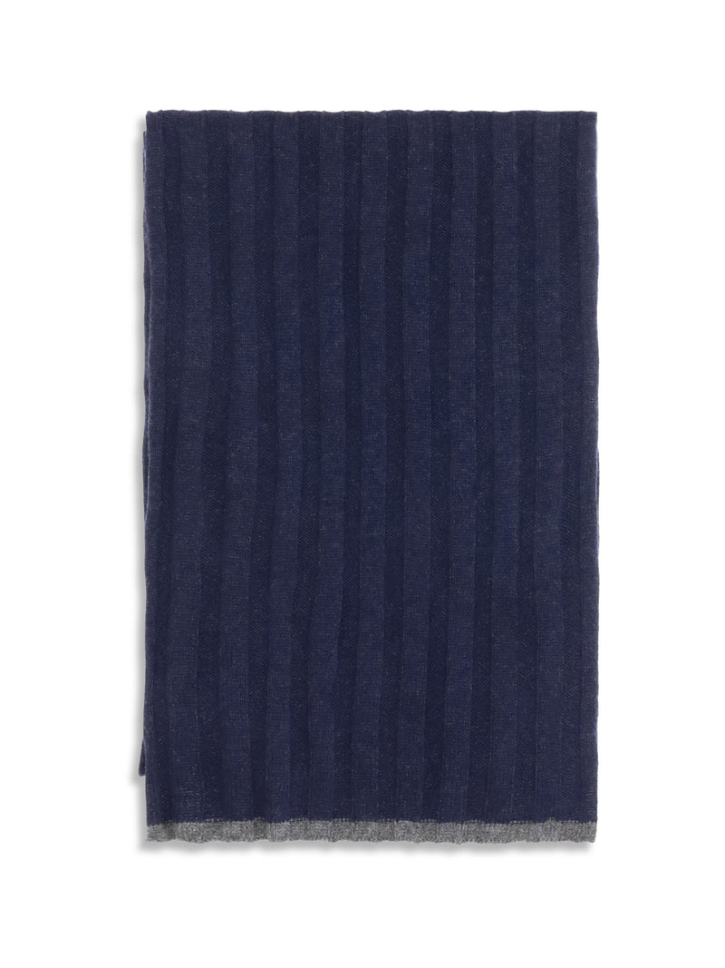 Brunello Cucinelli Ribbed Cashmere Scarf — Navy (capra Hircus) Scarfs