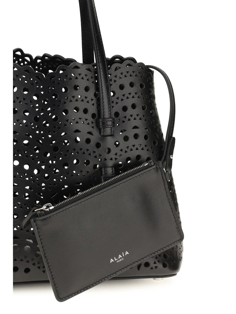 Alaïa Shoulder Bag — Black Perforated Leather