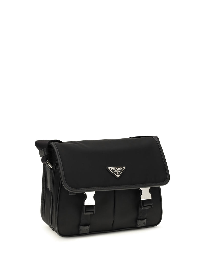 Prada Re-Nylon And Saffiano Shoulder Bag — Black