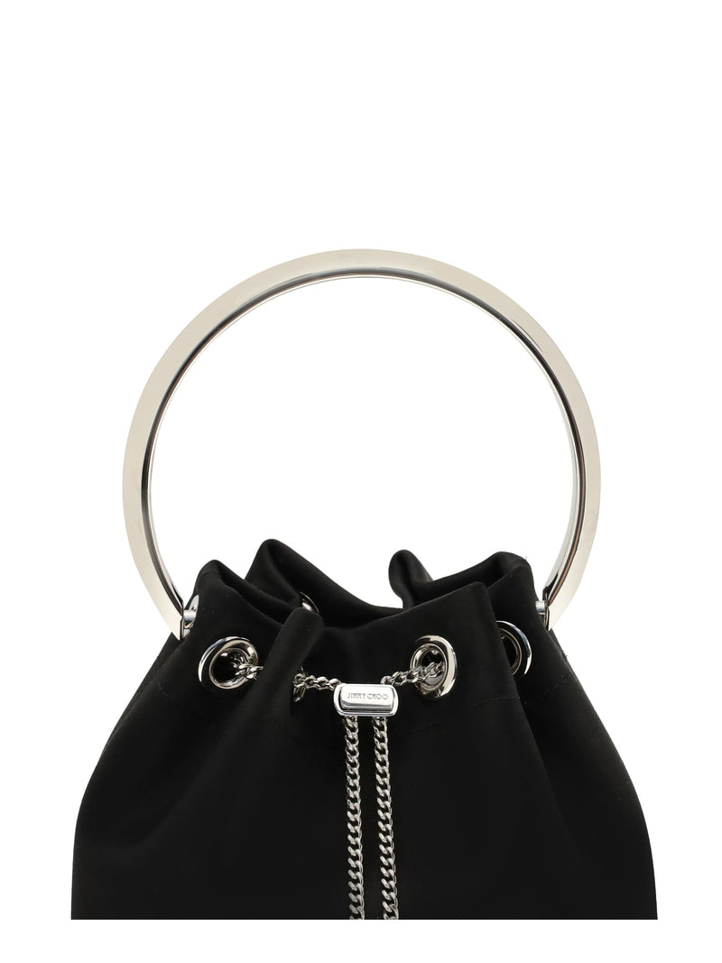 Jimmy Choo Silk Drawstring Bucket Bag — Black