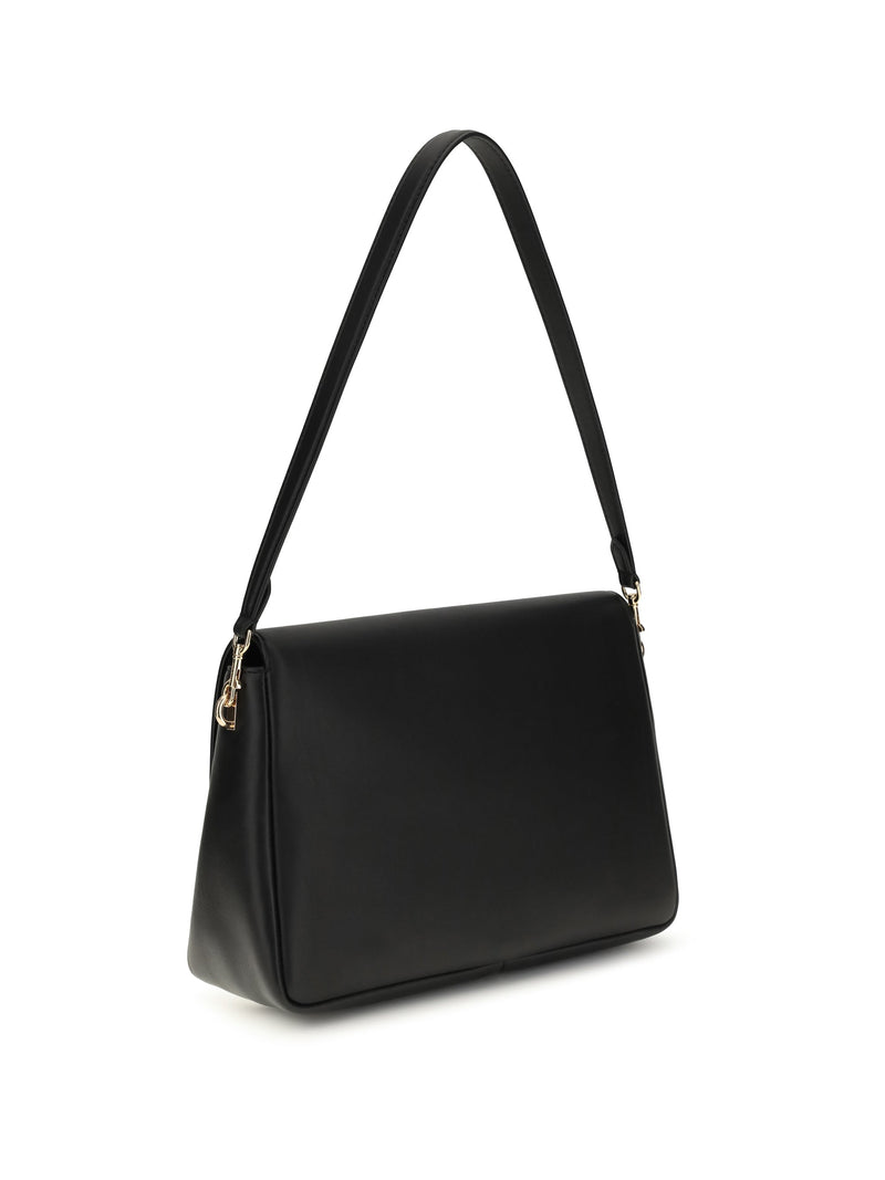 Tory Burch Charlie Shoulder Bag — Black Calf Leather