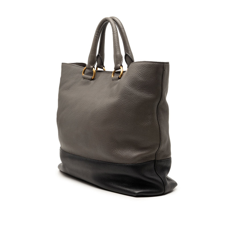 Bicolor Vitello Daino Open Convertible Tote - Image 2