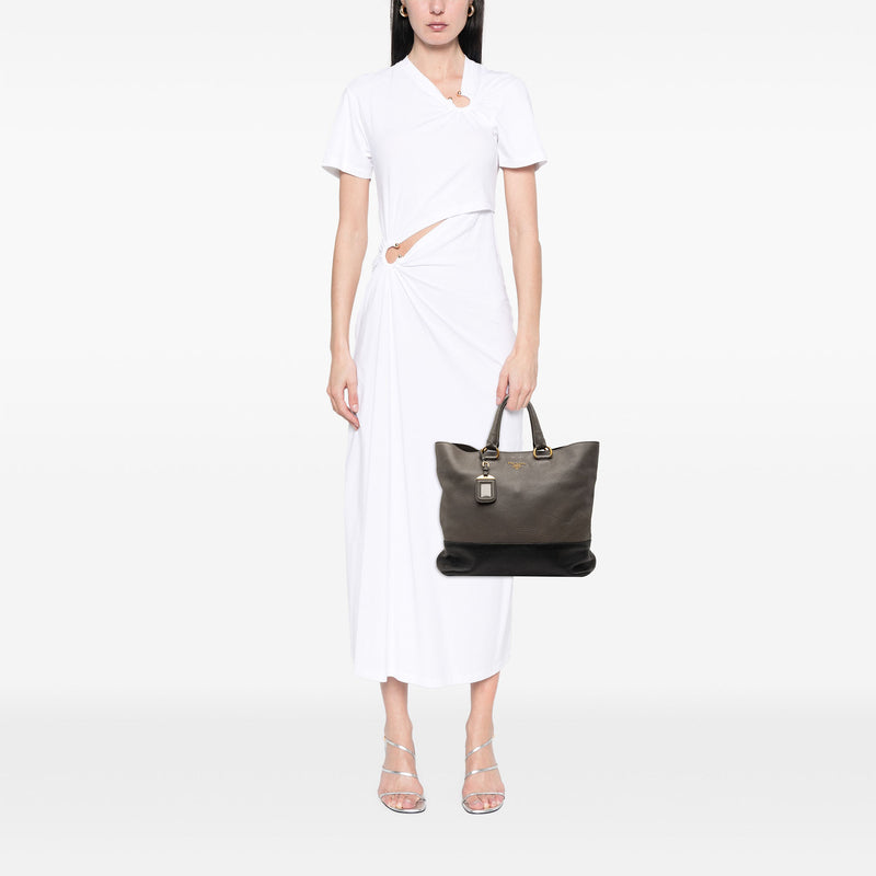 Bicolor Vitello Daino Open Convertible Tote - Image 6