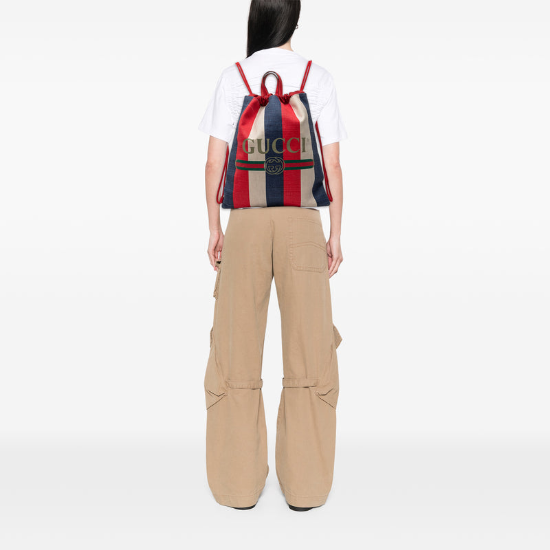 Canvas Baiadera Striped Drawstring Backpack - Image 6