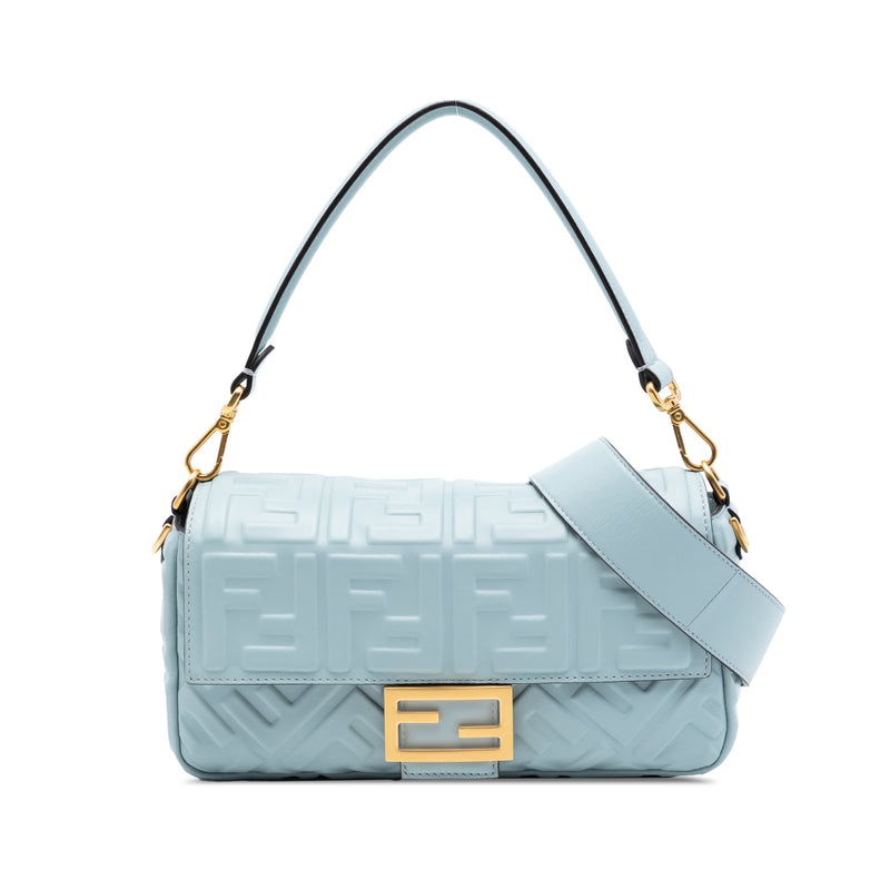 Zucca Embossed Leather Baguette Satchel