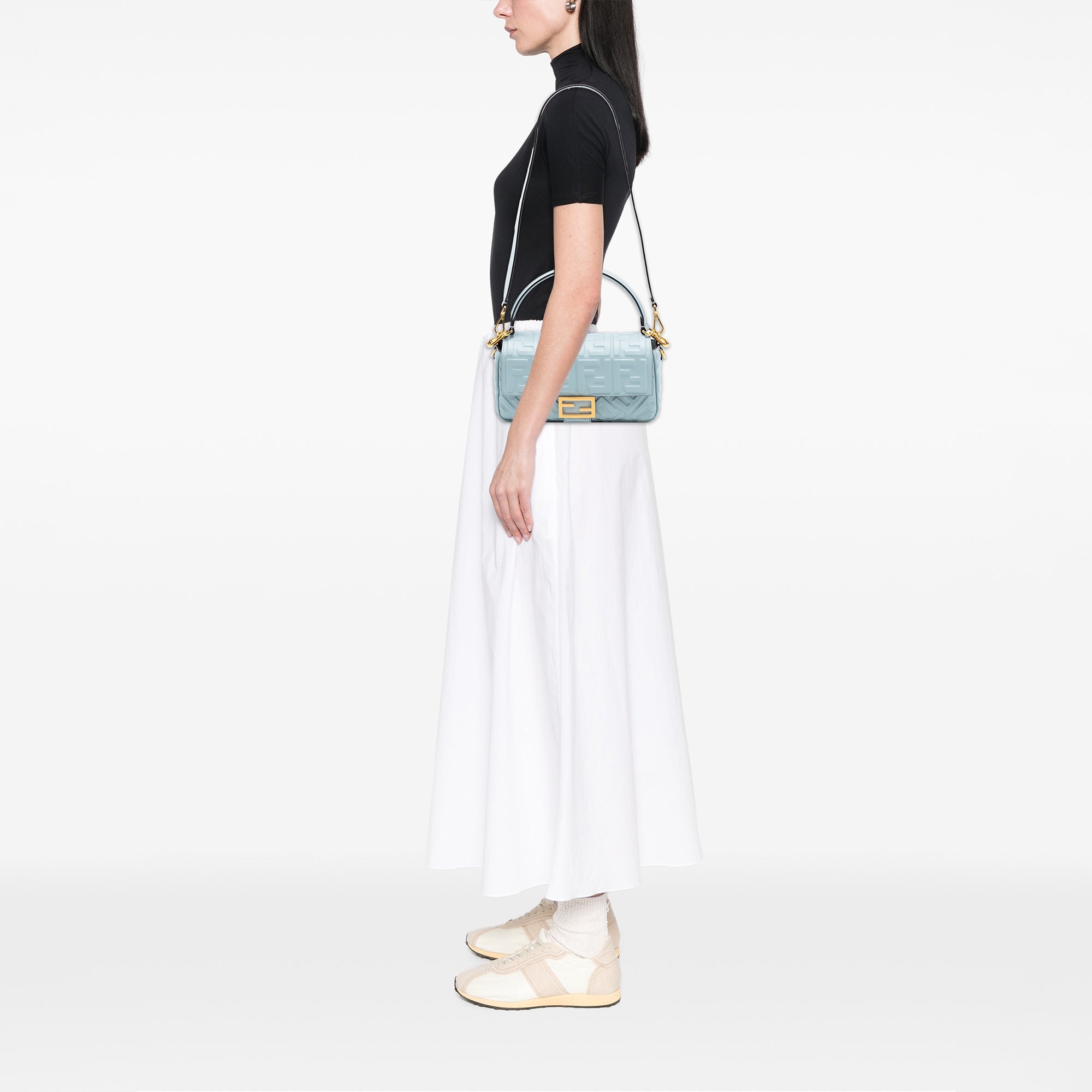 Zucca Embossed Leather Baguette Satchel - Image 6