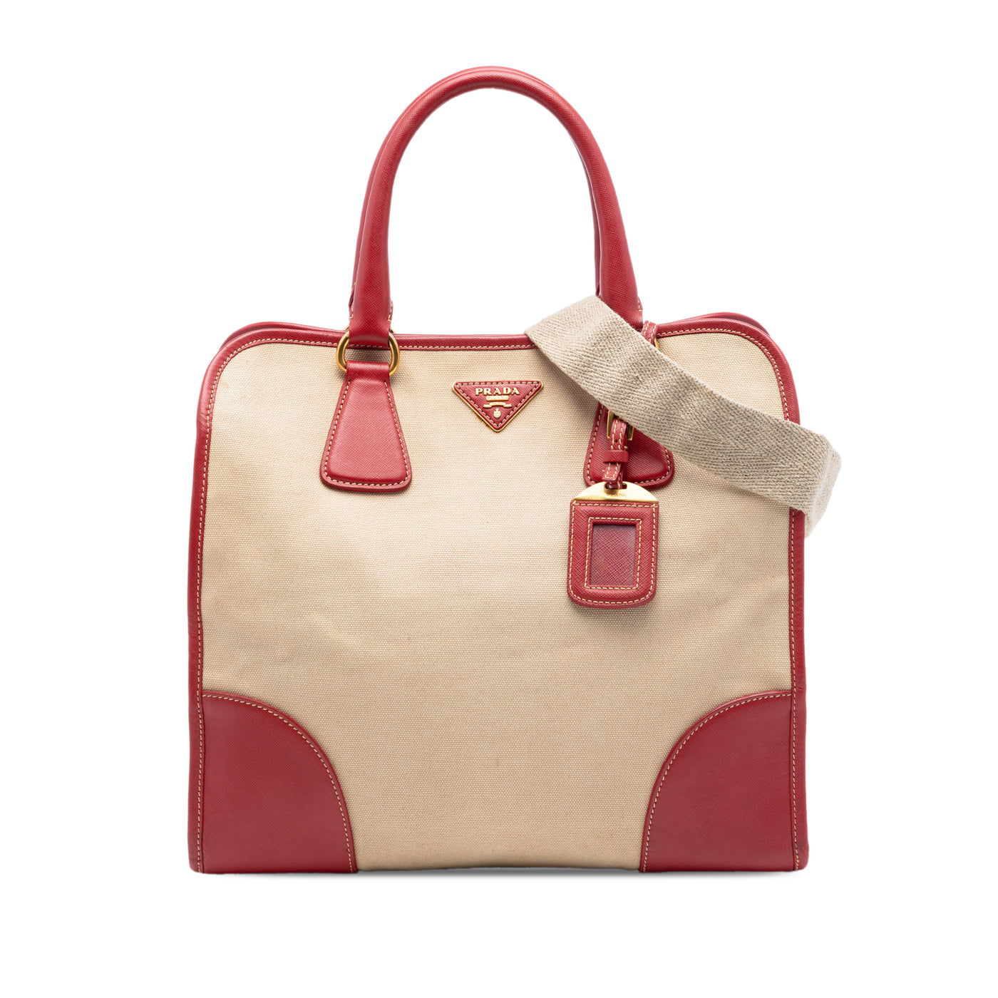 Saffiano Trimmed Canvas Canapa Satchel - Image 1