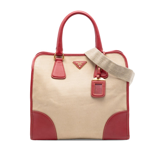 Saffiano Trimmed Canvas Canapa Satchel - Image 1
