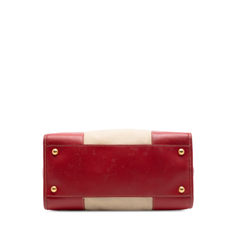 Saffiano Trimmed Canvas Canapa Satchel - Image 3