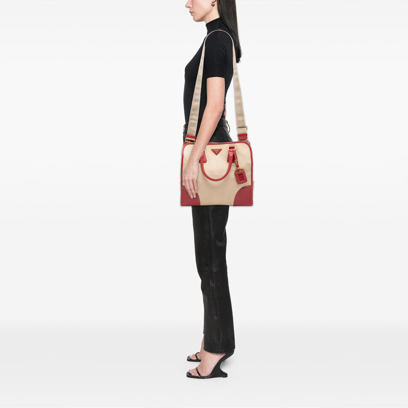 Saffiano Trimmed Canvas Canapa Satchel - Image 6