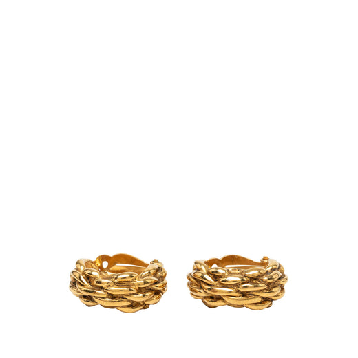 Gold Plated Braided Hoop Clip On Earrings - Image 1