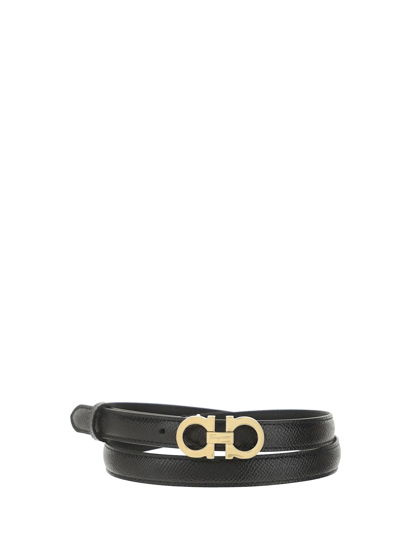 Ferragamo Gancini Logo Leather Belt — Gray Calf Bos Taurus