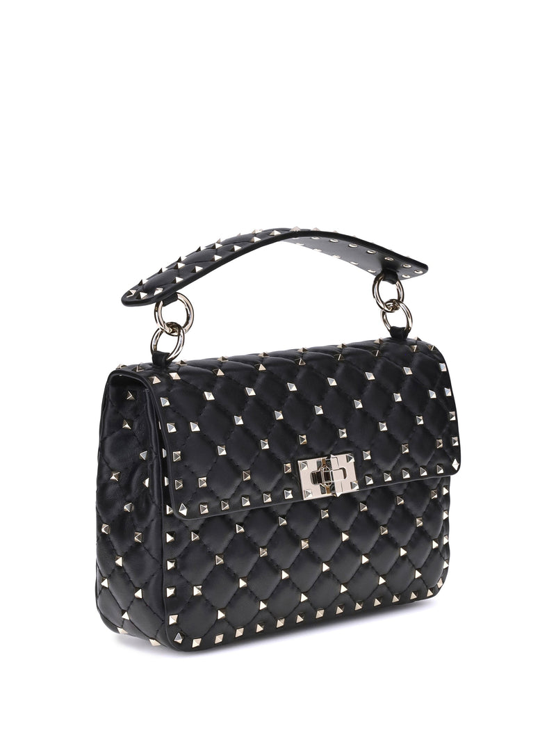 Valentino Garavani Rockstud Spike Shoulder Bag — Black Lambskin