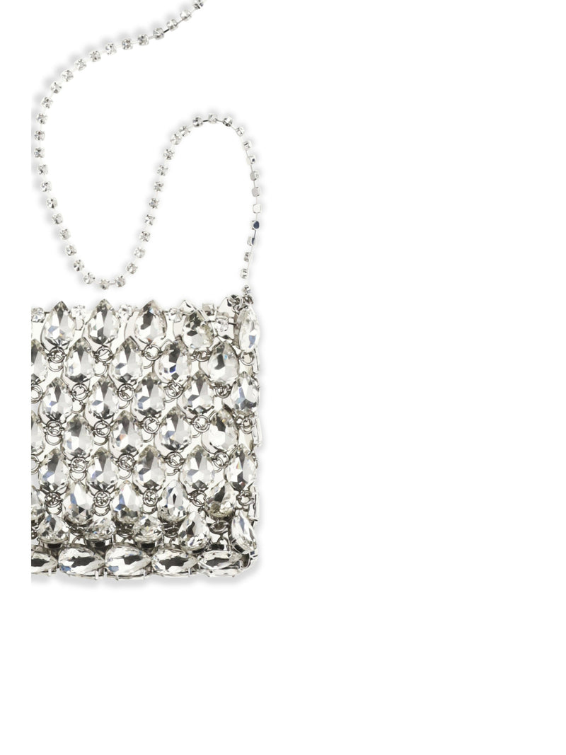 Self-Portrait Crystal Mesh Shoulder Bag — Silver Polyester