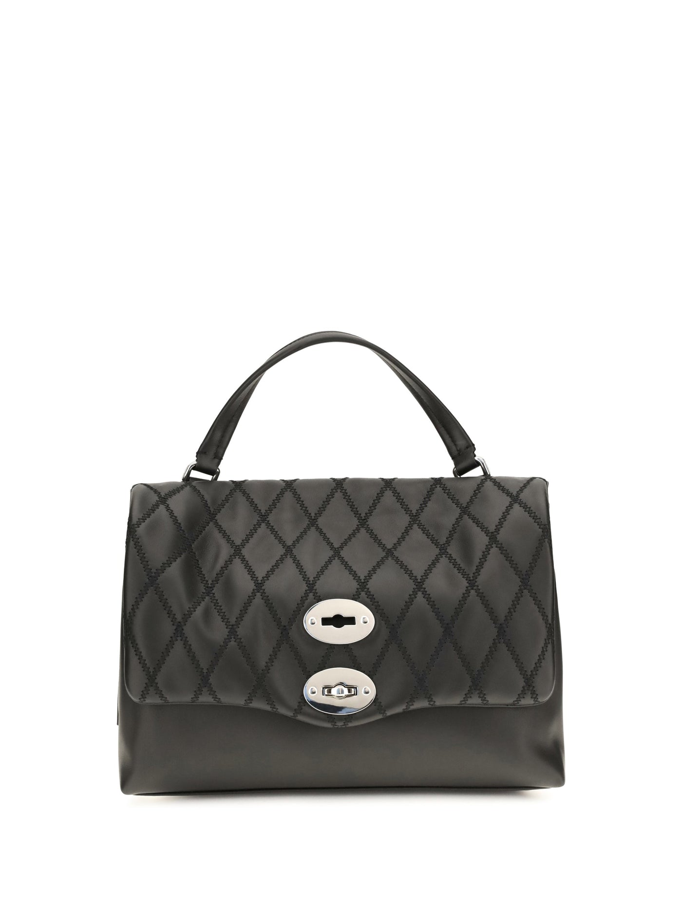 Zanellato Postina Top Handle Bag — Black Calf Leather Bos Taurus