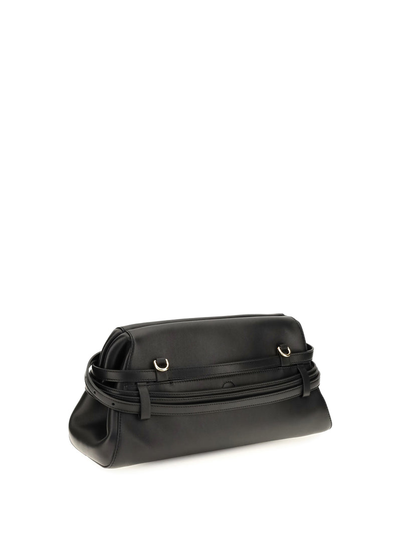 Moschino Nappa Leather Shoulder Bag — Black
