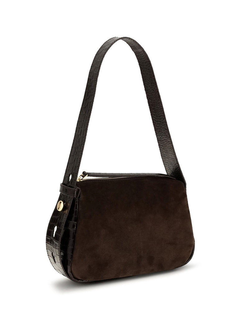 Tory Burch Romy Shoulder Bag — Brown Suede