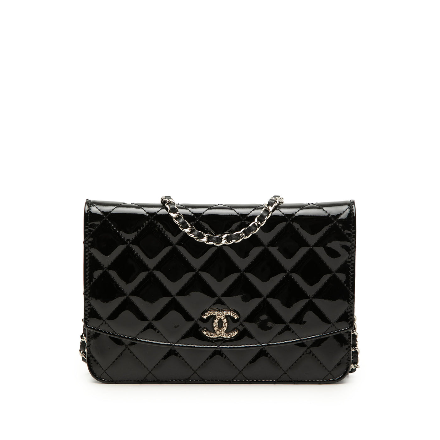 CC Quilted Patent Brilliant Wallet On Chain - Image 1