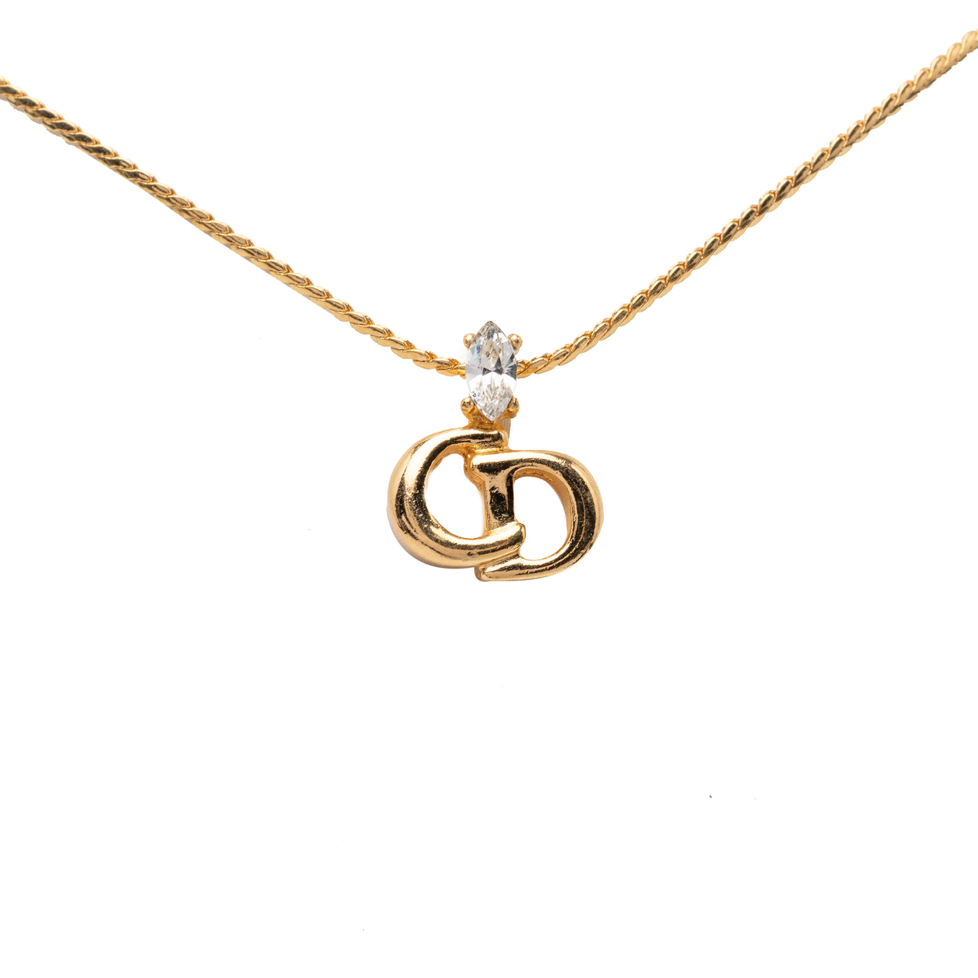 Gold Plated Strass CD Logo Pendant Necklace - Image 1