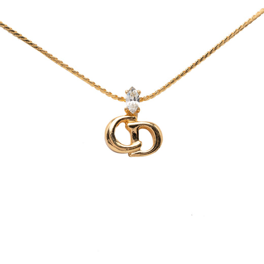 Gold Plated Strass CD Logo Pendant Necklace - Image 1
