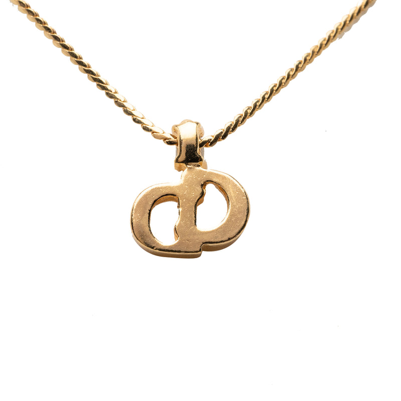 Gold Plated Strass CD Logo Pendant Necklace - Image 2
