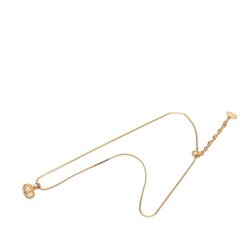Gold Plated Strass CD Logo Pendant Necklace - Image 5