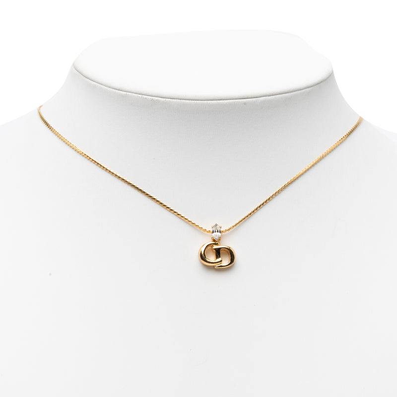 Gold Plated Strass CD Logo Pendant Necklace - Image 6