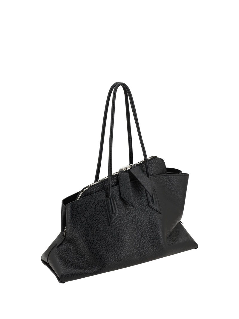 The Attico La Passeggiata Shoulder Bag — Black Calf Leather