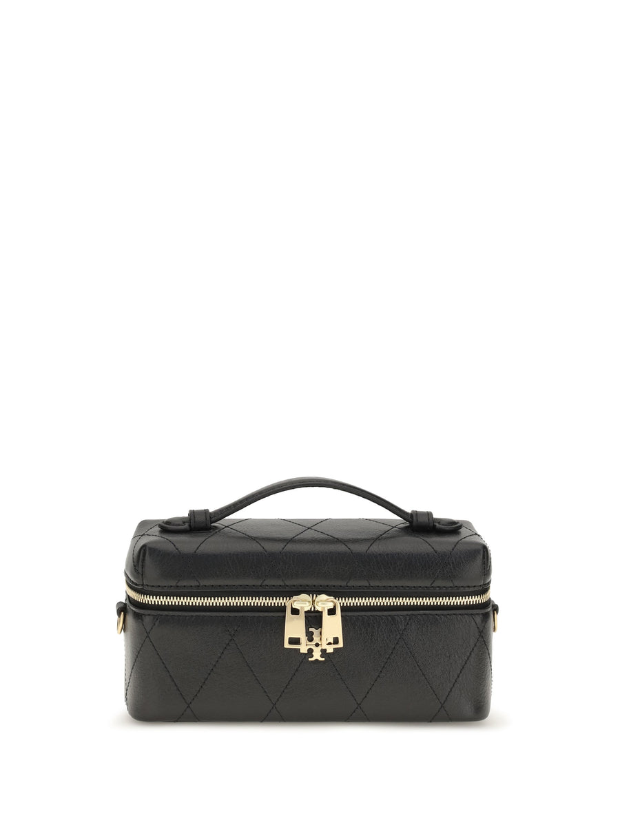 Tory Burch Charlie Beauty Case — Black Calf Leather Bos Taurus Bag