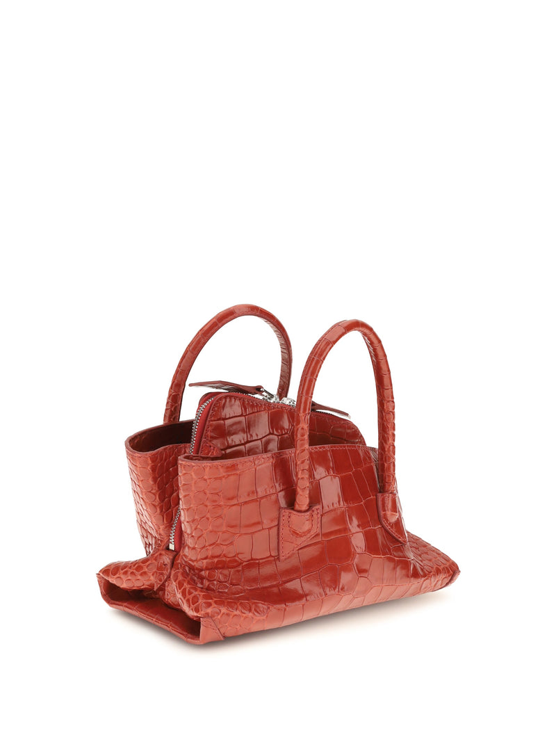 The Attico La Passeggiata Mini Top Handle Bag — Red Calf Leather