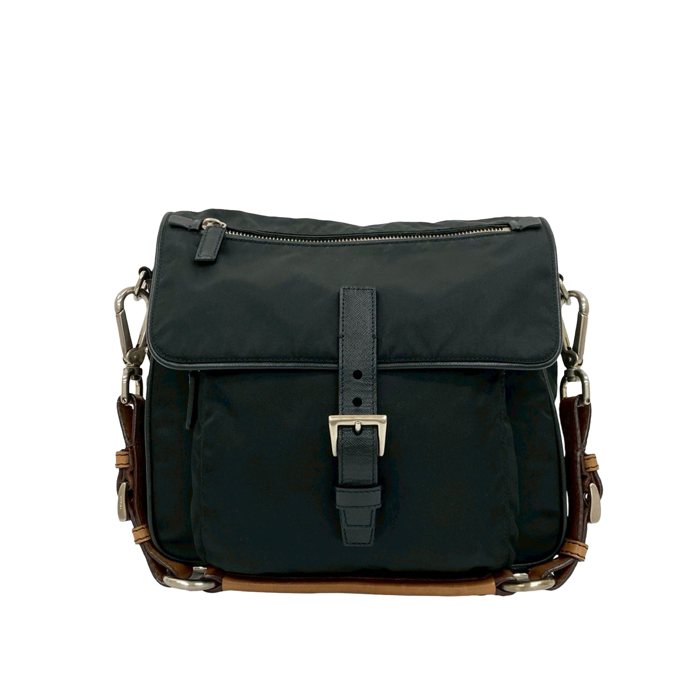 Saffiano Trimmed Tessuto Shoulder Bag - Image 1
