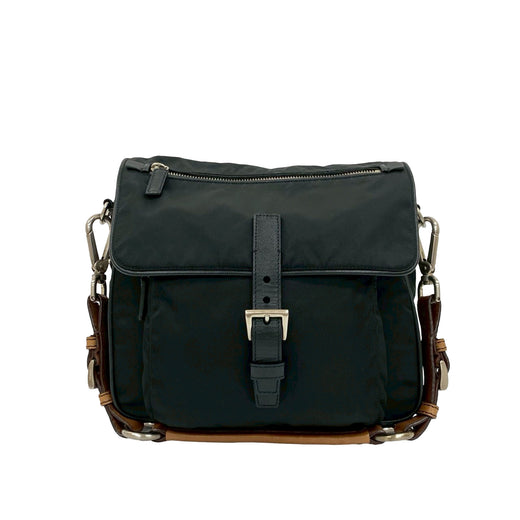 Saffiano Trimmed Tessuto Shoulder Bag - Image 1