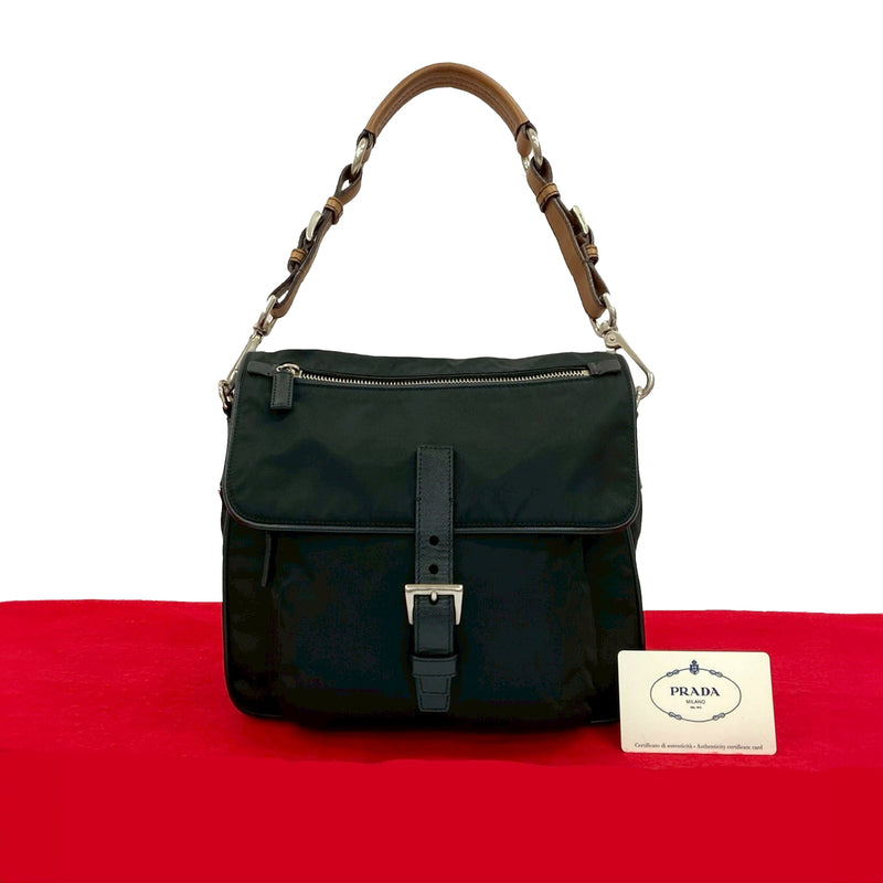 Saffiano Trimmed Tessuto Shoulder Bag - Image 10