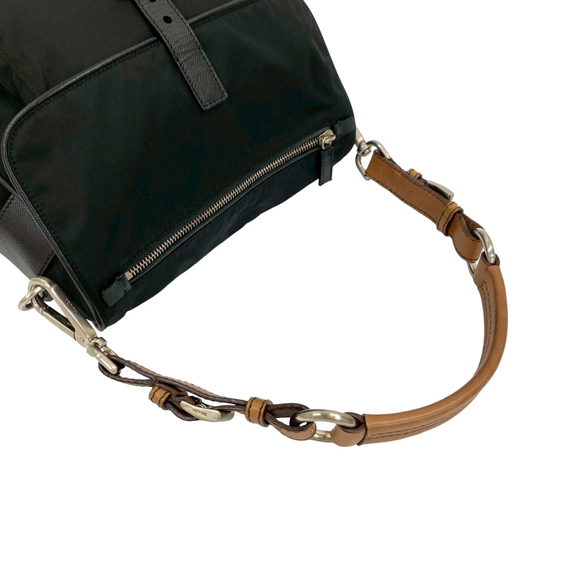 Saffiano Trimmed Tessuto Shoulder Bag - Image 9